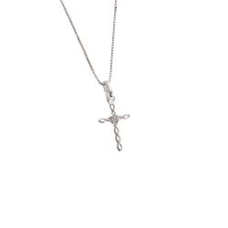 Colar pingente cruz vazada com zircônia 14mm 45cm