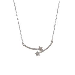 Colar entremeio estrelas cravejadas 30mm corrente cadeado 40+5cm