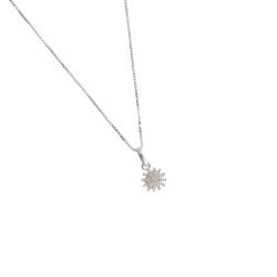 Colar pingente botão cravejado 7mm 40cm