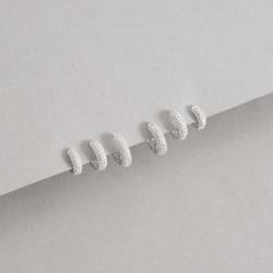 Trio argolas click 9, 11 e 13mm cravejada detalhe geométrico