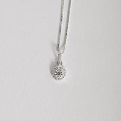 Colar pingente círculo cravejado 8mm 45cm