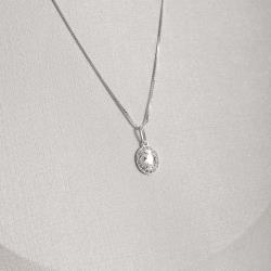 Colar pingente zircônia cristal oval cravejada 9mm 45cm