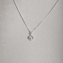 Colar pingente coração vazado com zircônia 8mm 40cm