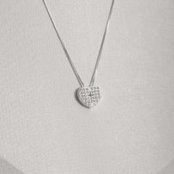 Colar coração cravejado com cruz 12mm 45cm