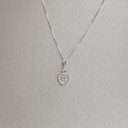 Colar pingente coração cravejado 7mm 40cm
