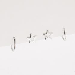 Dupla estrela vazada 8mm e argola 12mm