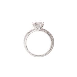 Anel solitário moissanite 7mm com duplo cravejado