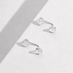 Brinco duas zircônias cristal 5mm