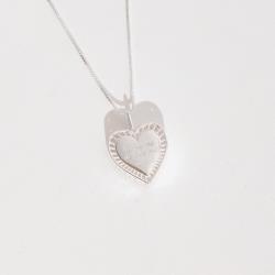 Colar pingente coração dupla face cruz e Livrai-me de todo mal amém 16mm 45cm