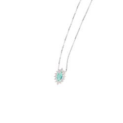 Colar zircônia navete turmalina com cravejado 10mm 45cm