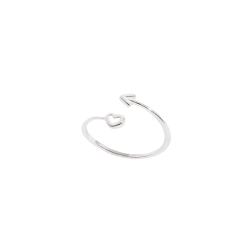 Anel coração vazado e seta regulável P