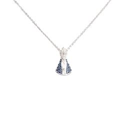 Colar Nsa. Sra. Aparecida cravejada azul 18mm corrente cadeadinho 45cm