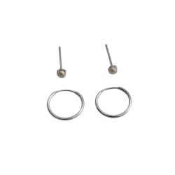 Dupla pérola 3mm e argola 12mm