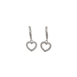 Argola click cravejada 10mm pingente coração vazado cravejado