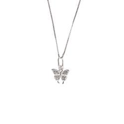 Colar pingente borboleta cravejada 10mm 45cm