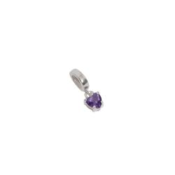 Berloque pingente zircônia coração lilás 5mm