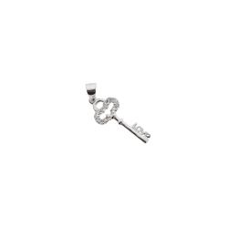 Pingente chave cravejada escrito love 21mm