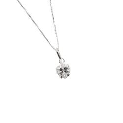 Colar pingente zircônia coração cristal 7mm 45cm