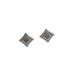 Brinco zircônia losango com cravejado 11mm