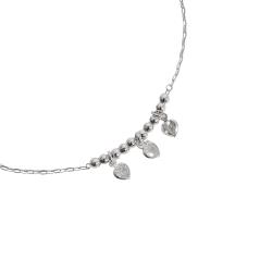 Pulseira entremeio bolas 3mm pingentes zircônia coração