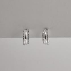 Argola 3 fios liso e cravejado 12mm tarraxa