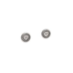 Brinco medalha coração cravejado 9mm