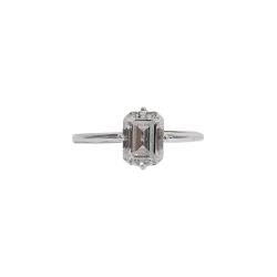 Anel solitário moissanite emerald 8x6mm