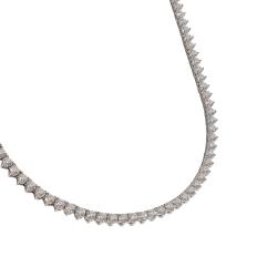 Colar Riviera 3 pontas moissanite 3mm 42cm fecho gaveta