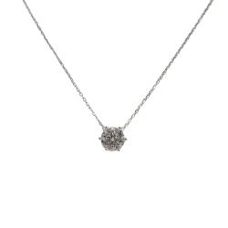 Colar pingente moissanite redonda cristal 8mm corrente cadeado 40+5cm