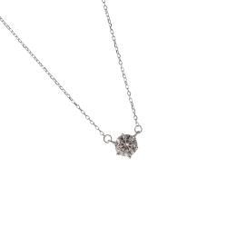 Colar entremeio moissanite redonda cristal 6mm corrente cadeado 40+5cm