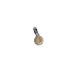 Pingente zircônia amarela com cravejado 6mm caixa alta 