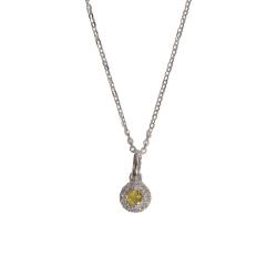 Colar pingente zircônia amarela com cravejado 6mm corrente cadeadinho 40cm