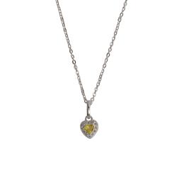 Colar pingente zircônia coração amarela com cravejado 6mm corrente cadeadinho 40cm
