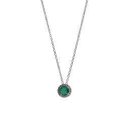 Colar pingente zircônia redonda turmalina com cravejado 8mm corrente cadeado 40+5cm