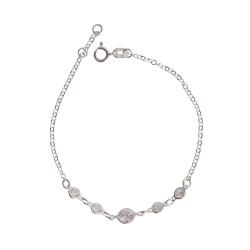 Pulseira entremeios zircônias 4 e 7mm 19cm