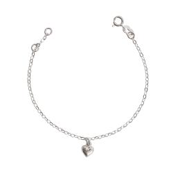 Pulseira infantil pingente coração 6mm 15cm