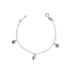Pulseira infantil pingentes corações 6mm 15cm