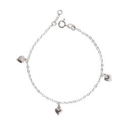 Pulseira pingentes corações 6mm 19cm