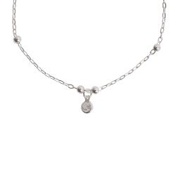 Pulseira infantil entremeio bolas 3mm e pingente zircônia 4mm 15cm