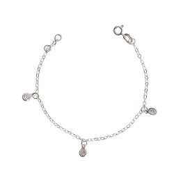 Pulseira infantil pingentes zircônia cristal 4mm 15cm