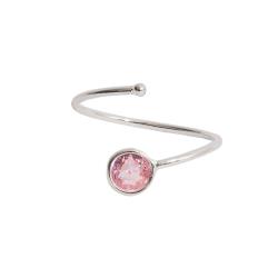 Anel bola e zircônia rosa 5mm regulável P