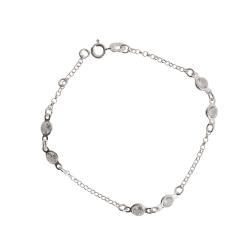 Pulseira 3 entremeios 2 zircônias corrente elo português