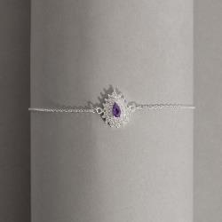 Pulseira entremeio zircônia gota lilás com cravejado 13mm