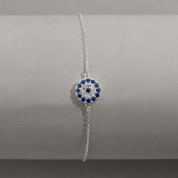 Pulseira entremeio círculo cravejado cristal e azul 10mm