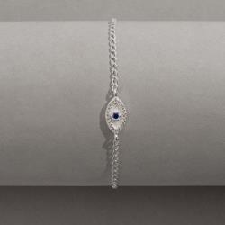 Pulseira entremeio olho cravejado detalhe zircônia azul 12mm