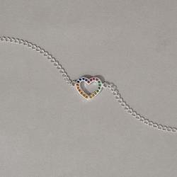Pulseira entremeio coração vazado cravejado colorido 13mm