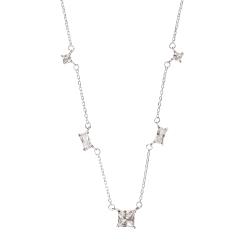 Colar entremeios zircônias quadrada e retangular 40+5cm