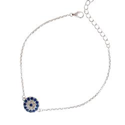 Pulseira entremeio círculo cravejado cristal e azul 10mm