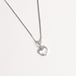 Colar pingente coração vazado detalhe zircônia 7mm 40cm