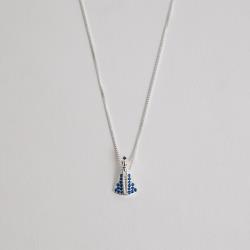 Colar Nsa. Sra. Aparecida cravejada azul 13mm 45cm